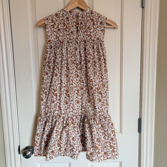 Petal and Pup Liliane Cream Brown Floral Romantic Boho 100% Cotton Size 4 - Picture 3 of 5